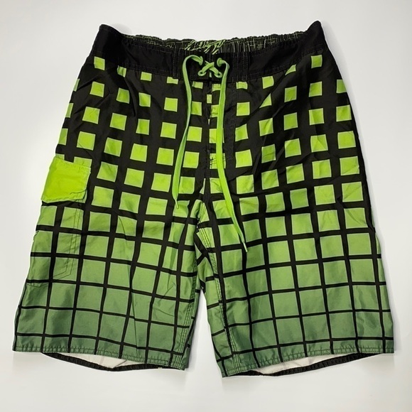 Mountain Dew Other - Mountain Dew Black Green Check Swim Trunks Size 36